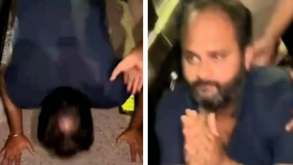 BJP leader's hooliganism, made a car rider rub his nose on the road in front of the police, watch the video